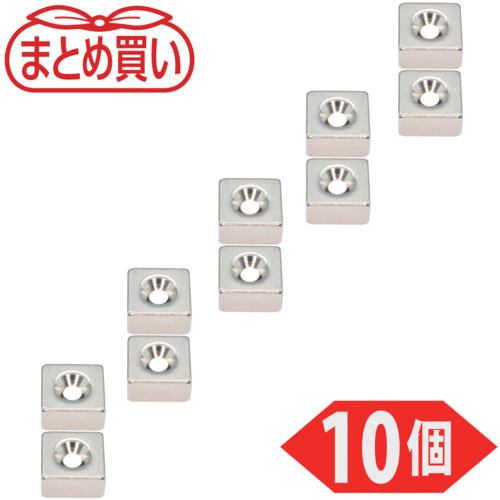trusco散装购买带有盘螺钉孔9mm x 9mm x 4mm m2 10件
ND-FE-B磁铁 T09K04-M2-10P