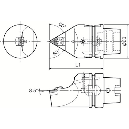 多创建机器的京都旋转工具，外径固定器湿润 T63H-WTENN-L16