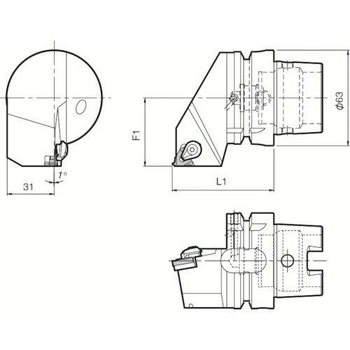 多创建机器的京都旋转工具 - 螺纹切割架KTN T63H-KTNR-16