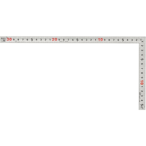 [廃番]ＳＫ　シルバー曲尺　红龙　快段目盛　３０ｃｍ　３００ｍｍ　
CARPENTER'S SQUARE 30cm KAIDAN SC-30CKD