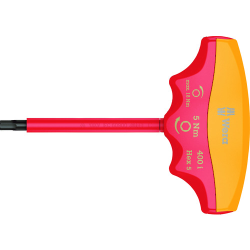 WERA 400I VDE绝缘扭矩驱动器T型Hex Plus Hexagon 4.0 / 5.0 nm
六角VDE绝缘扭矩指标 004980