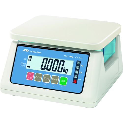 A＆D防尘和防水尺度无线通信型号SH-30KAWP-BT具有一般校准
防尘秤 SH30KAWP-BT-00A00