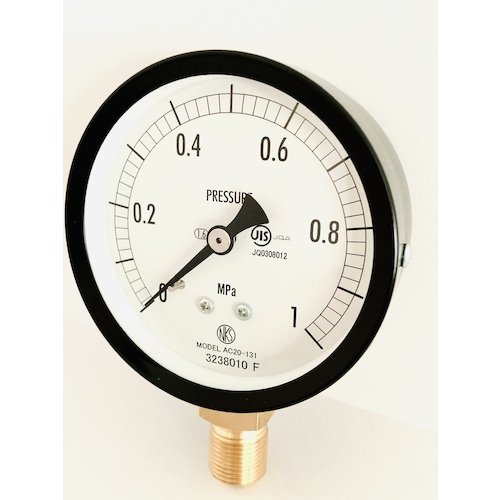 长野正常压力表（A/B框架，垂直）100&phi;型号：AE20 0.4MPA（带有检查报告）
一般工业压力表 AE20-181-M 0.4MPA-IR