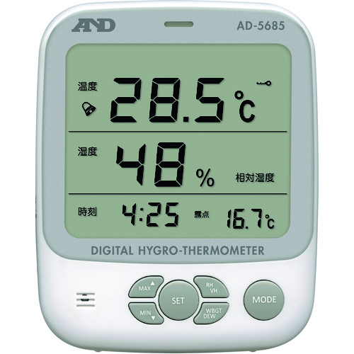 A＆D热杂种计（包括WBGT，VH，露显示显示）AD5685一般（ISO）校准（检查报告 +可追溯性系统图）
数字热杂尺 AD5685-00A00