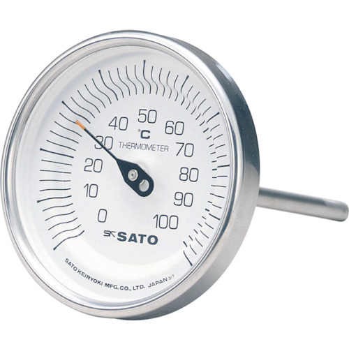 SATO Bimetal温度计BM-T型测量温度范围0-100&deg;C温度敏感零件长度100mm
双金属温度计 BM-T-90S-3