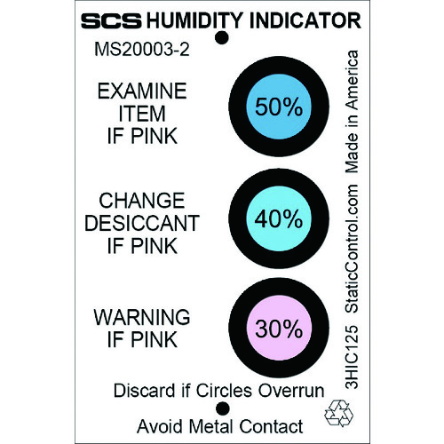 DESCO湿度显示卡相对湿度30％40％50％（125张） 3HIC125