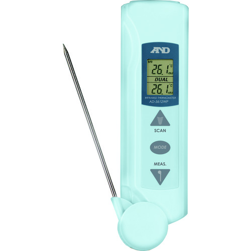 A＆D防水红外辐射温度计（中心温度计）AD5612WP带有一般（ISO）校准（检查报告 +可追溯性系统）
红外温度计 AD5612WP-00A00