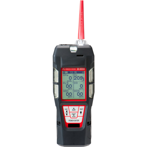 [停产] Riken便携式多生气检测器GX-6000（甲烷，氧气，硫化氢，一氧化碳，氨）可再充电电池规格（带有可食用性证书） AM111E400L X2000