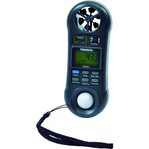 [停产] Trusco多功能  测量设备（风速，温度，湿度，热电偶温度，照明）测量的风速范围0.4-30.0m/s
多功能  计 TTS-01