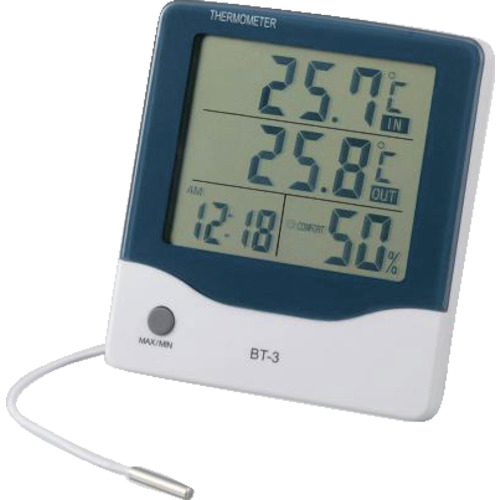 [停产]作为大屏幕温度和湿度计BT-3，带有闹钟 2-897-01