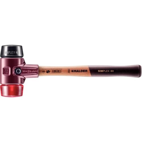 Halder单纯锤橡胶（黑色）塑料（红色）头直径60mm 3026.060
