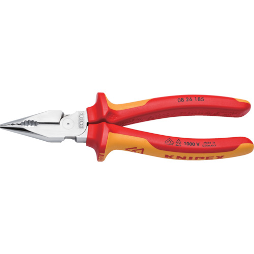 Knipex 1000V绝缘针鼻钳绝缘舒适手柄185mm 0826-185