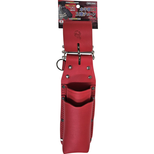 Kozuchi 3链折叠锯2步地板皮革袋红色 CH-07RD