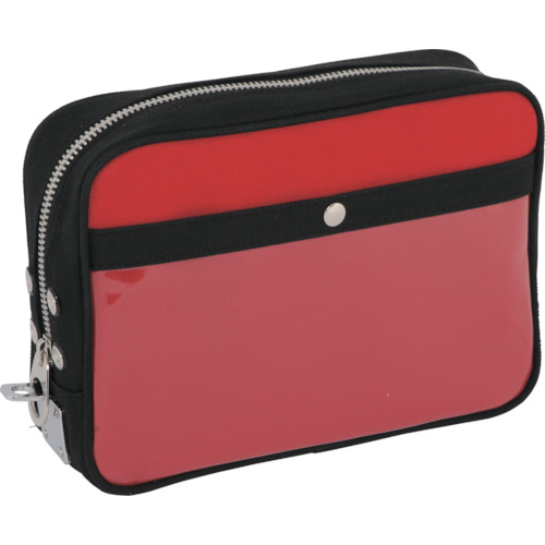 带有马蹄锁金属配件红色的Sanei Canvas Mail Pouch（M） PM-U-02