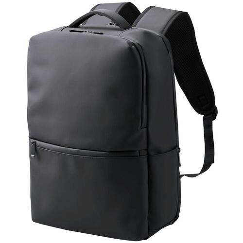 Elecom背包方袋15.6英寸大容量19升防水饰面黑色 BM-BPSQ01BK