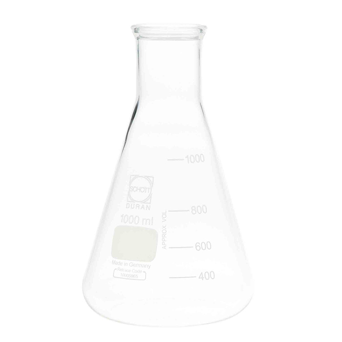 超厚的Erlenmeyer烧瓶宽口1L数量：10 PCS 010620-1000A