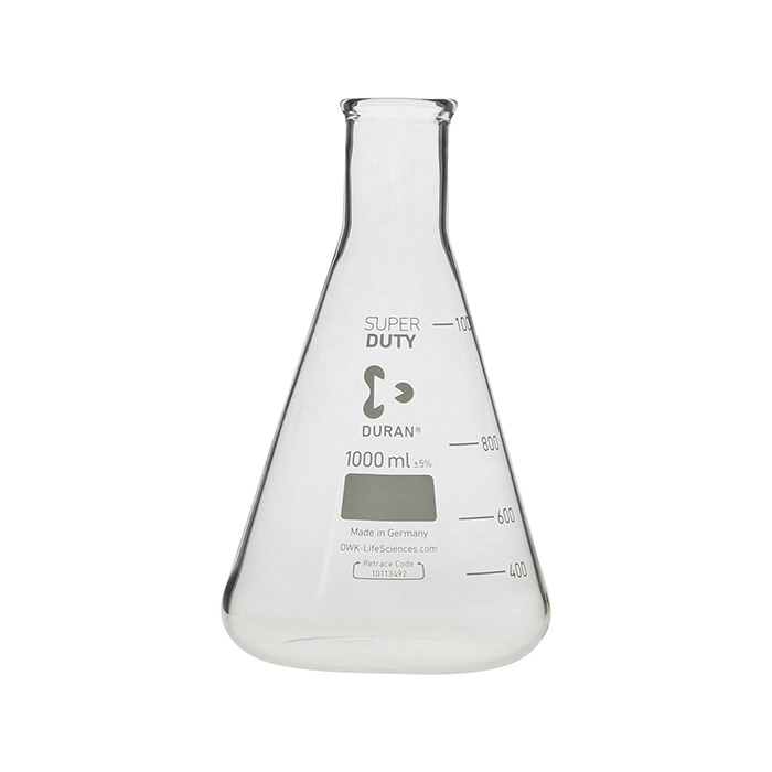 超厚的Erlenmeyer烧瓶，细口，1L，数量：10 pcs 010610-1000a