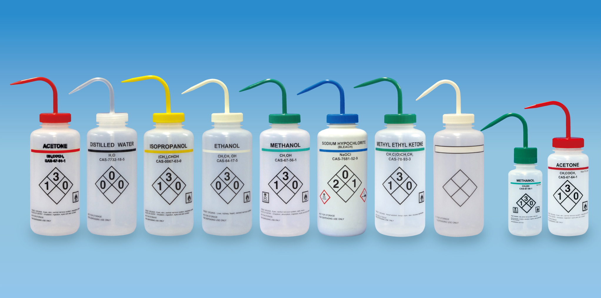 Tursons药物识别洗涤瓶DPE盖PP 1000ml甲基酮酮