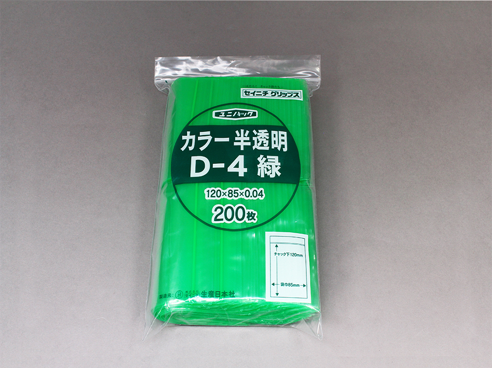 Unipack颜色半透明D-4绿色85 x 120毫米x 0.04毫米厚度（包括200张）