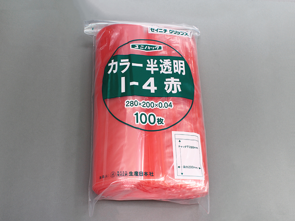 Unipack颜色半透明I-4红色200 x 280毫米x 0.04毫米厚度（100张）