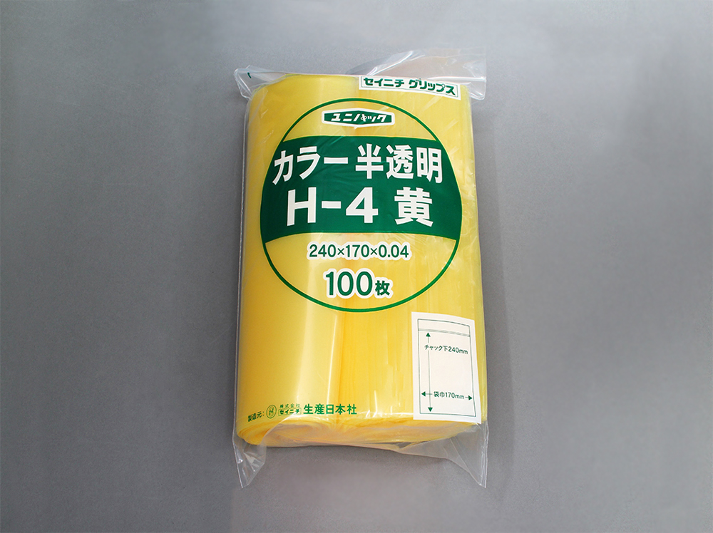 Unipack颜色半透明H-4黄色170 x 240毫米x 0.04毫米厚（100张）