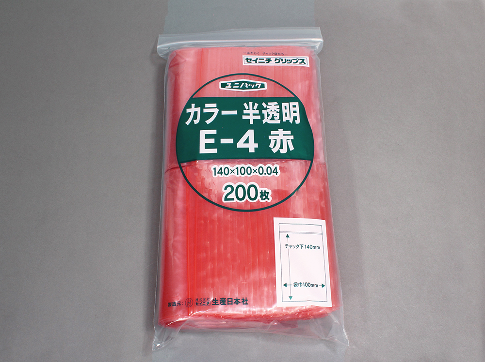 Unipack颜色半透明E-4红色100 x 140毫米x 0.04毫米厚度（包括200张）