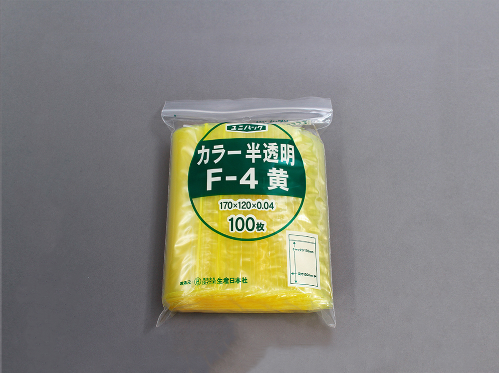 Unipack颜色半透明F-4黄色120 x 170毫米x 0.04毫米厚（包括100张床单）