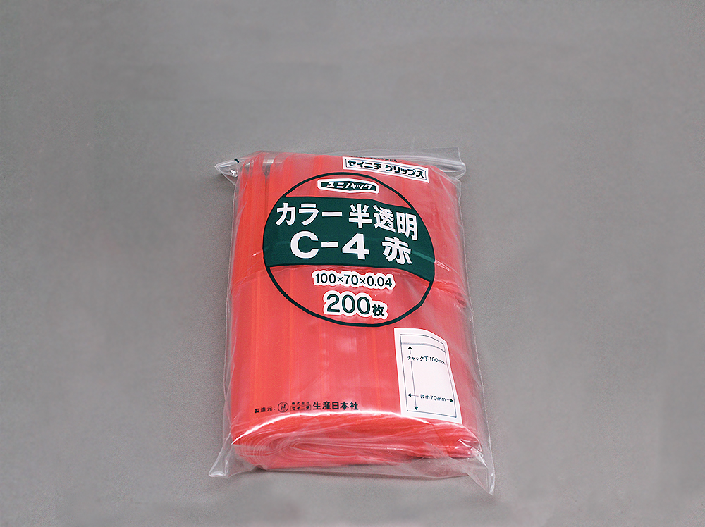 Unipack颜色半透明C-4红色70 x 100毫米x 0.04毫米厚（包括200张）