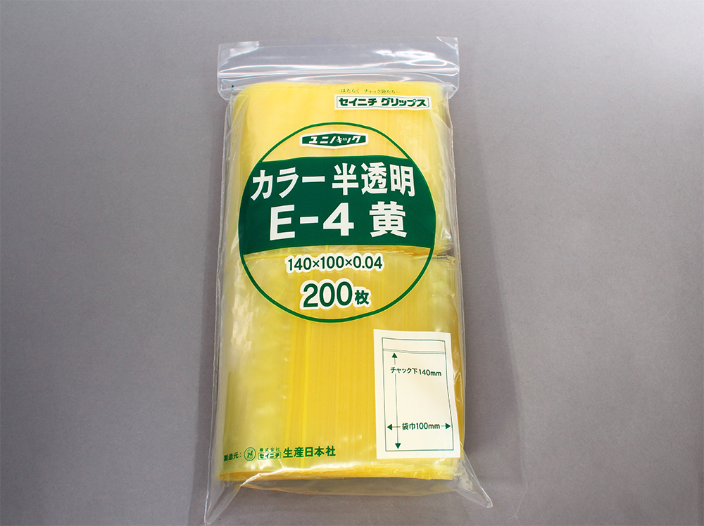 Unipack颜色半透明E-4黄色100 x 140毫米x 0.04毫米厚度（包括200张）