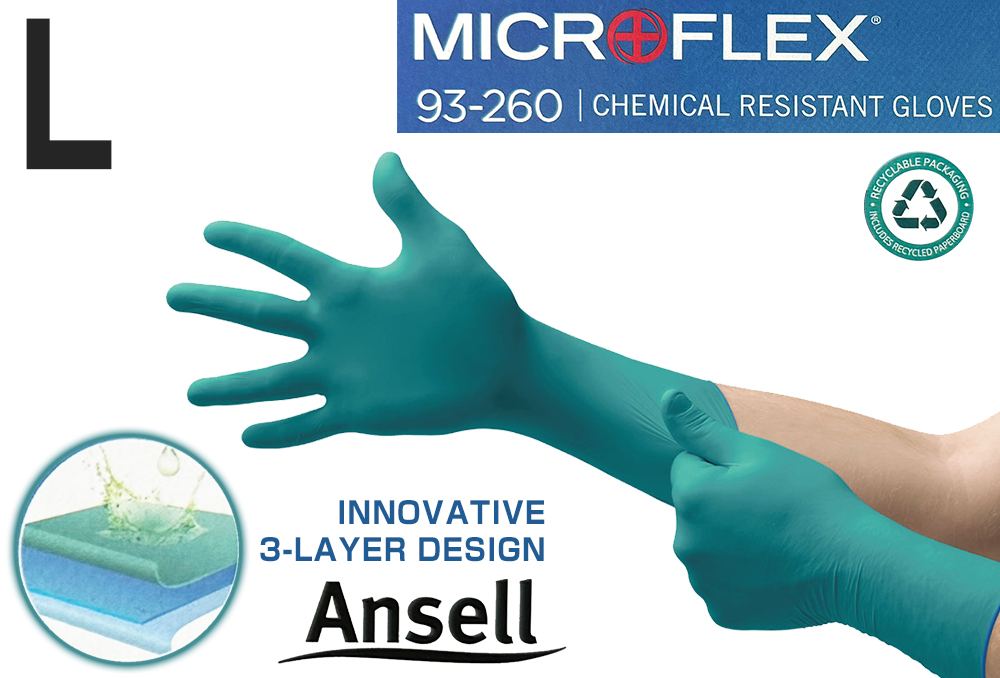 Ansel Microflex L（50张）氯丁橡胶一次性手套93-260-9