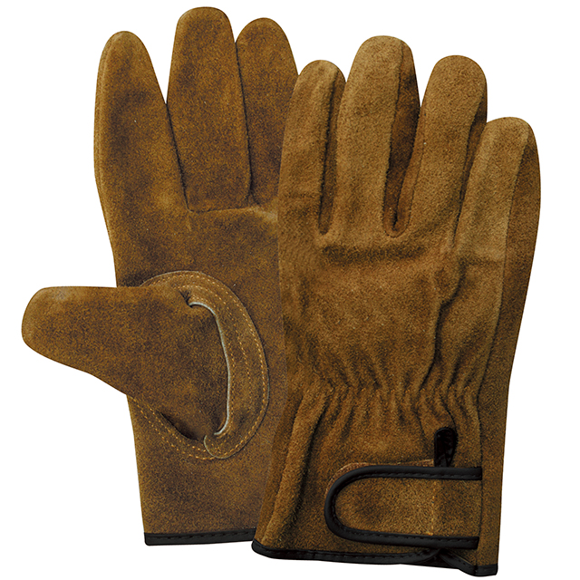 油脂皮革手套KS847棕色内部缝制魔术L大小10对