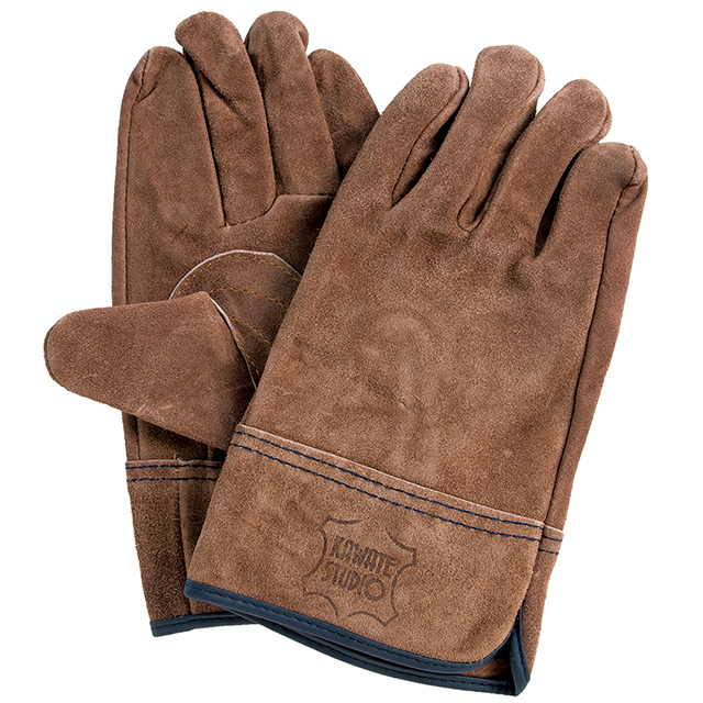 油脂皮革手套KS447棕色内部缝线L尺寸10对