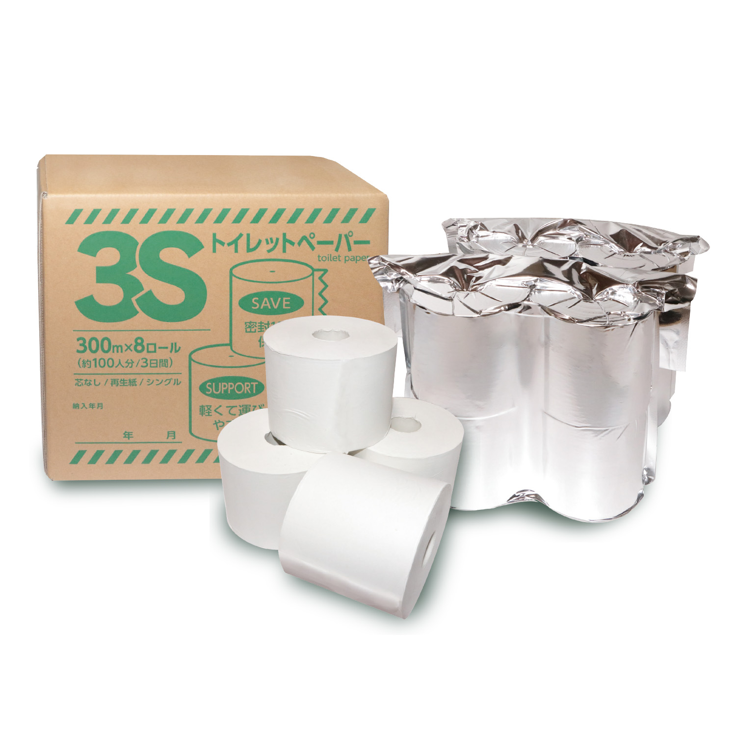 3S卫生纸300m x 8卷（存储10年）