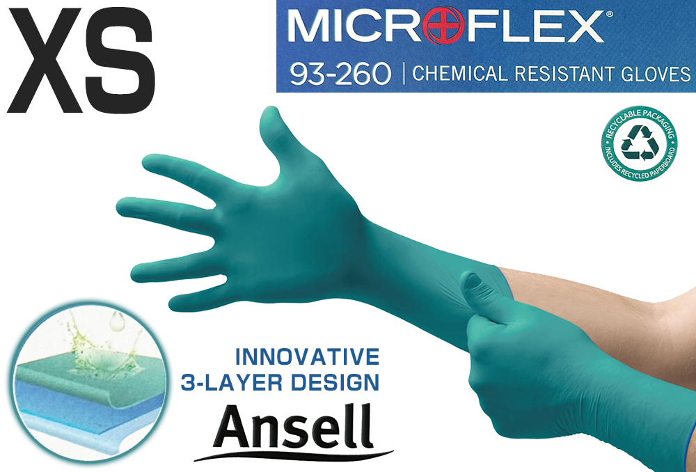 Ansel Microflex XS（50件）氯丁橡胶一次性手套93-260-6