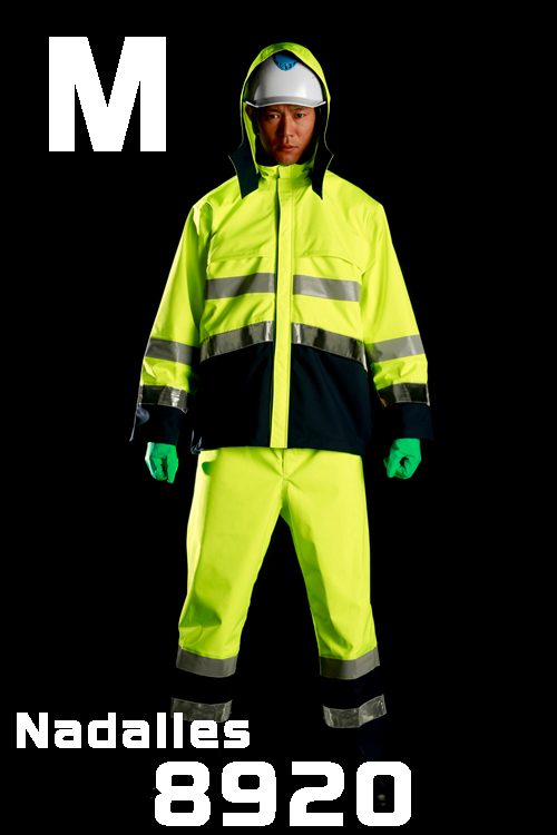 高可见性纳达雷斯雨服8920顶部和底部荧光黄色 - 尺寸m