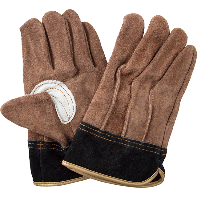 真正的牛皮手套KS452指尖极端棕色皮革L（免费）尺寸10双