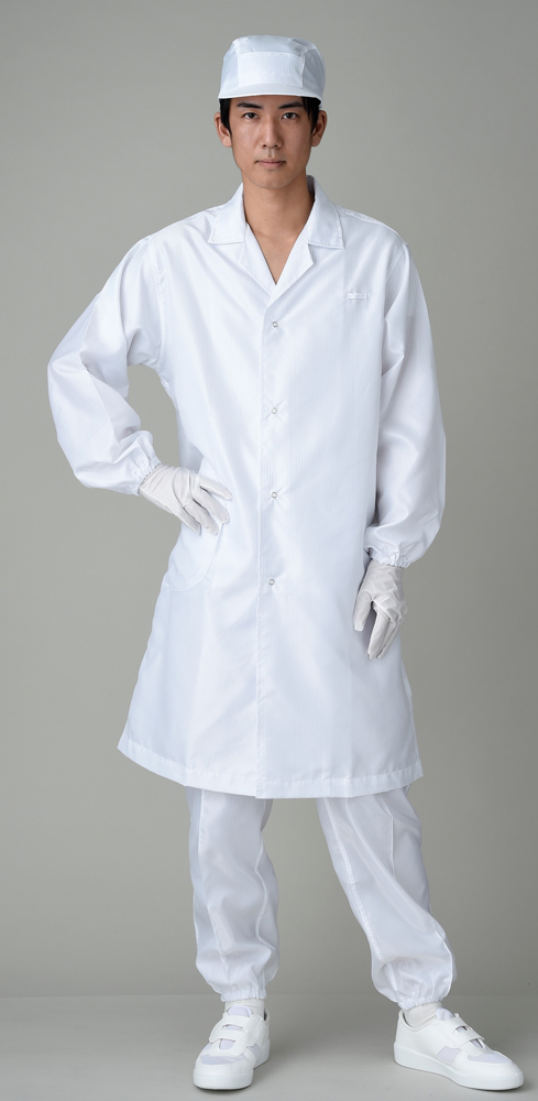クリーンルーム无尘衣〈男子白衣型〉 7203B 白(L)