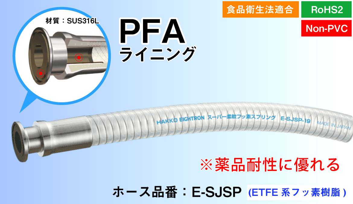 超柔性氟软管弹簧PFA Linux单侧人员（38 x 48）E-SJSP-38-F1.5S-OSF-PFA（1M）
