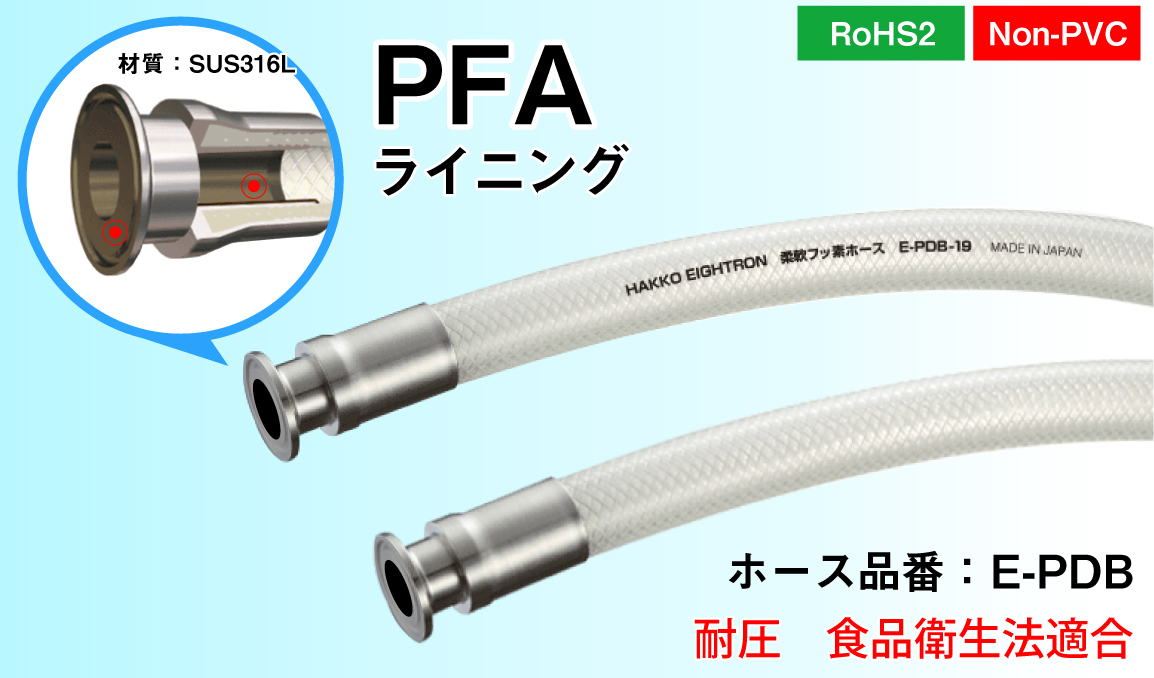 柔性氟软管PFA Linux秋季配件（25mm x 33mm）E-PDB-25-F1（1M）