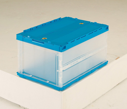 薄折叠容器Petanco带滑块锁杆，半透明530x366x283hmm