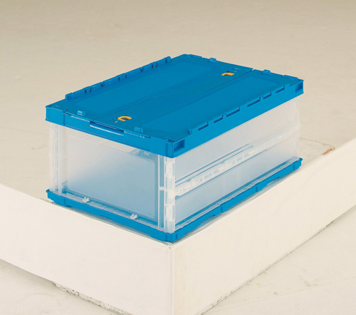 薄折叠容器Petanco带滑块锁杆，半透明530x366x232hmm