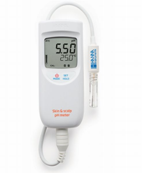 便携式pH/&deg;C仪表（对于皮肤和头发）1M电缆HI 99181D