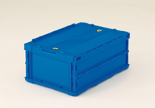 稀薄的折叠容器扁平式套件，带有滑锁盖，深蓝色