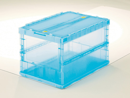 薄折叠容器Skelecon，带有滑动锁盖，透明蓝色