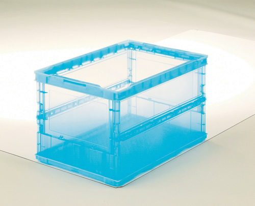 薄折叠容器容器，无通风口，透明的蓝色530x366x325hmm