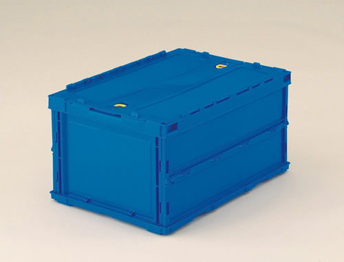 稀薄的折叠容器扁平式套件，带有滑锁盖，深蓝色