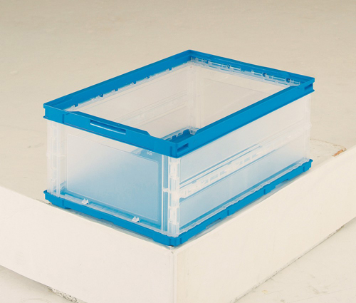 薄折叠容器平坦，没有盖，半透明，530 x 366 x 221hmm